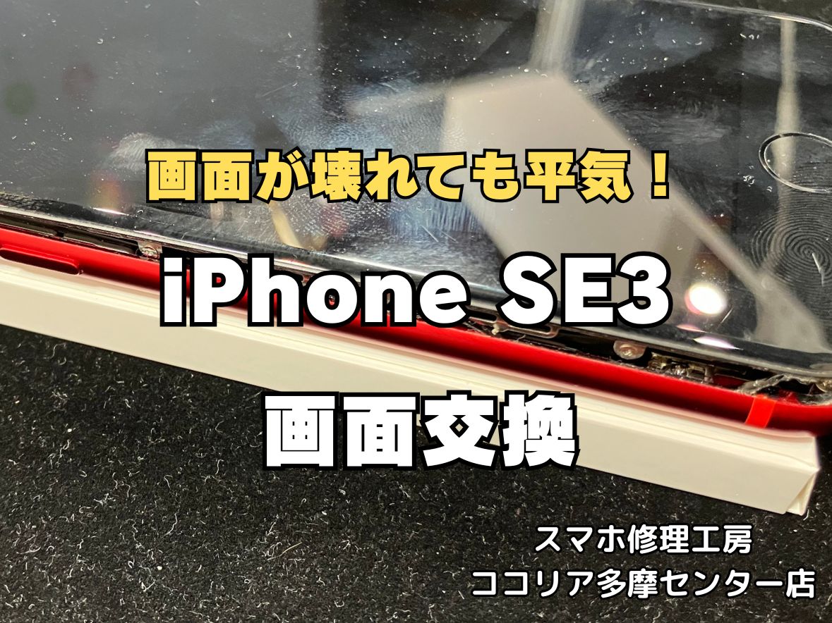 iPhoneSE3の画面交換修理なら即日対応可能！画面割れ・液晶不良もお任せください【スマホ修理工房ココリア多摩センター店】